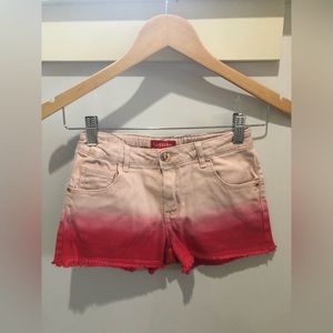 Guess girls pink jean shorts with frayed hem